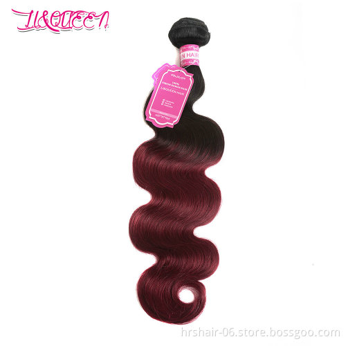 Wholesale 100% Unprocessed Brazilian Human Hair Weaves Body Wave Extension 9A Ombre Hair Bundles 1B/Burg Color hair weft